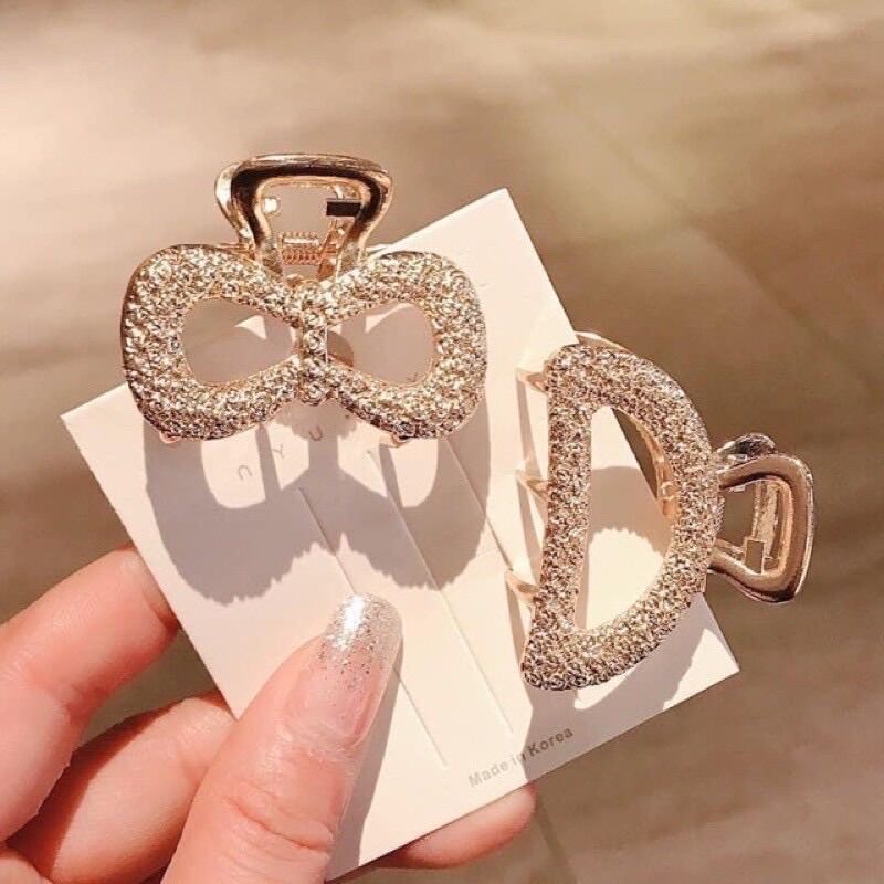 Set 2 kẹp tóc Hàn Quốc màu vàng sang trọng