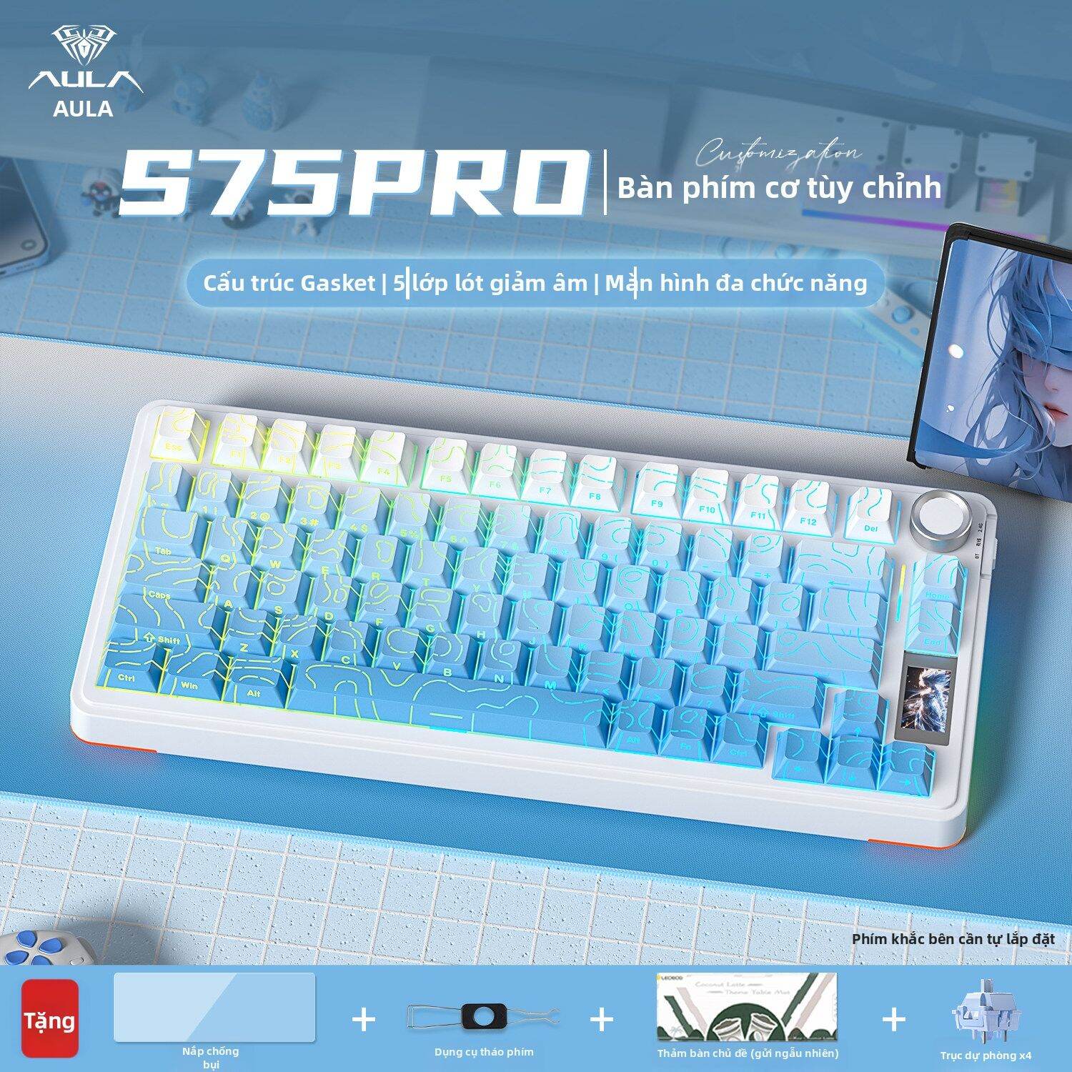 AULA | Bàn Phím Cơ Chế Đổi RGB 3 Chế Độ Tùy Chỉnh cho Gaming và Văn Phòng