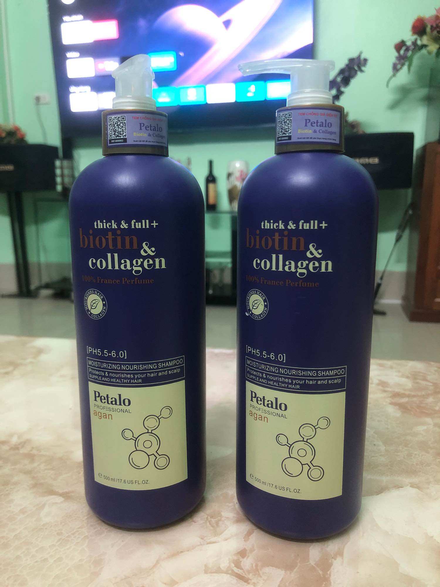 Bộ dầu gội + xả Biotin collagen tím