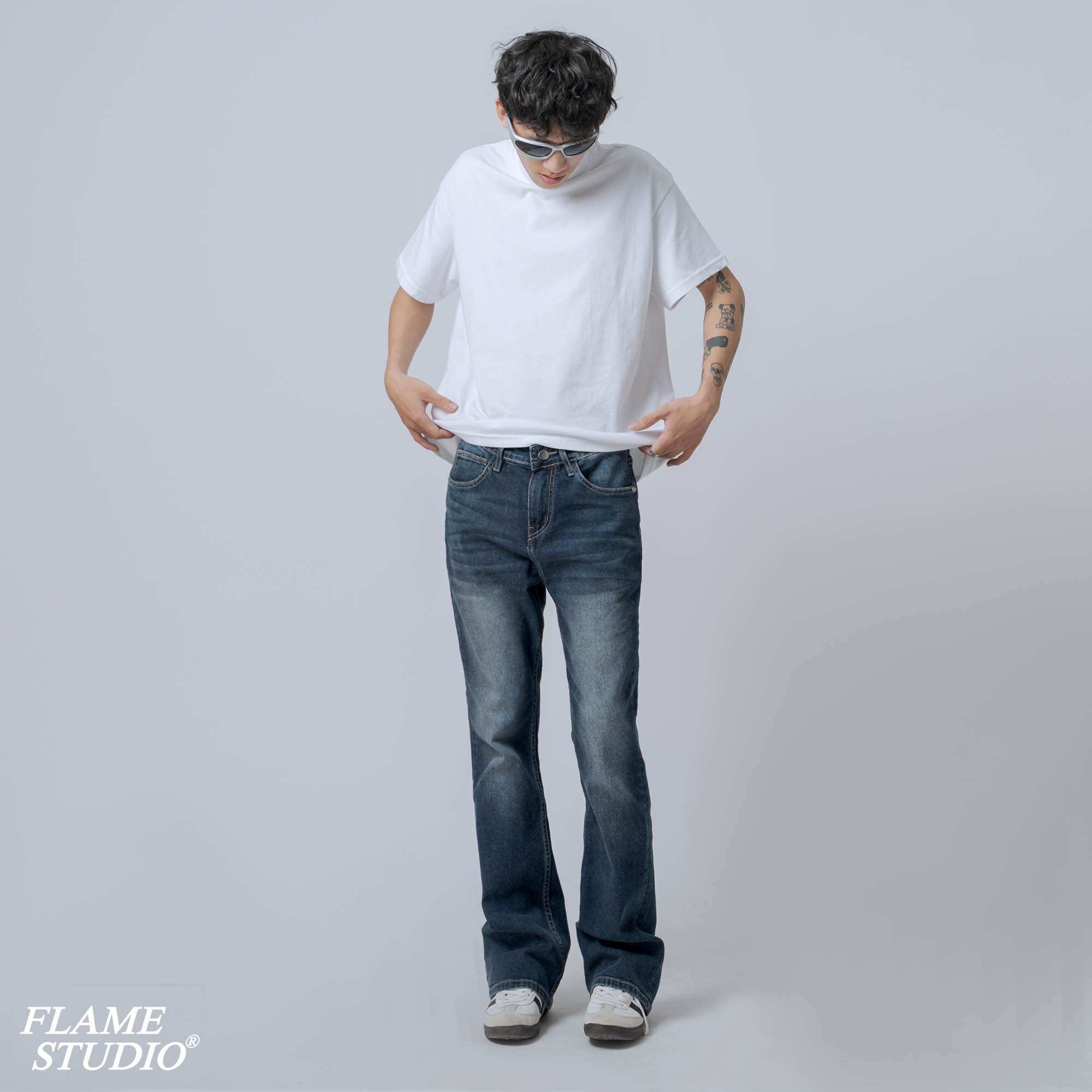 Flame Flare Denim - Quần Jeans Nam Ống Loe màu Core Blue