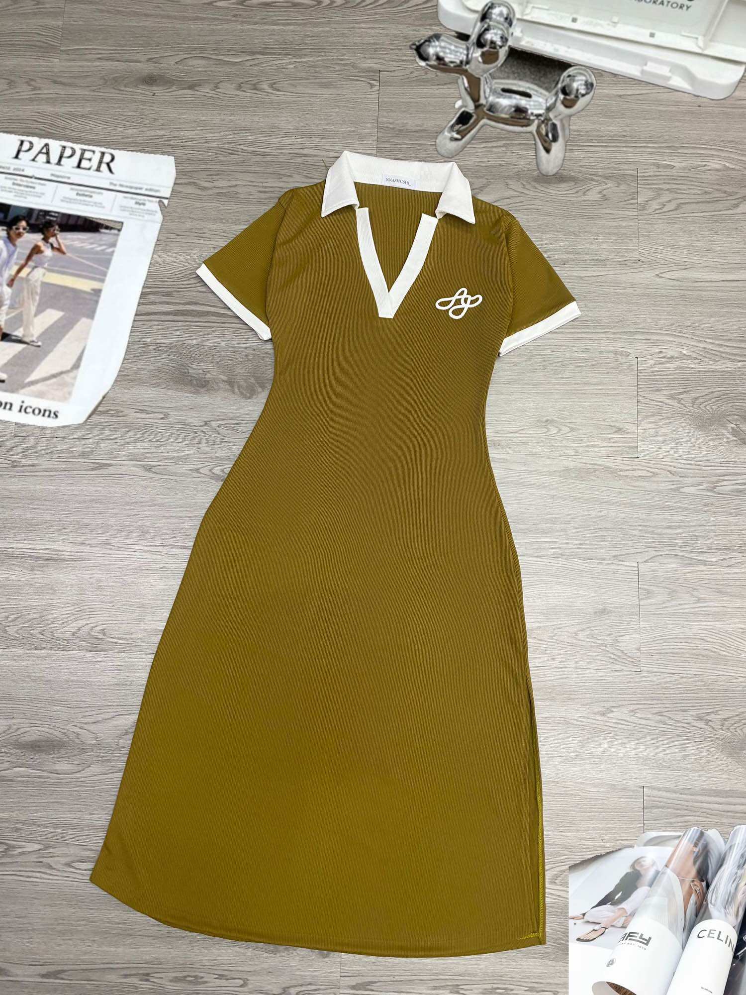 (Hot Deal) Đầm tay ngắn in gốc vải gân tâm có giảm 4 chiều