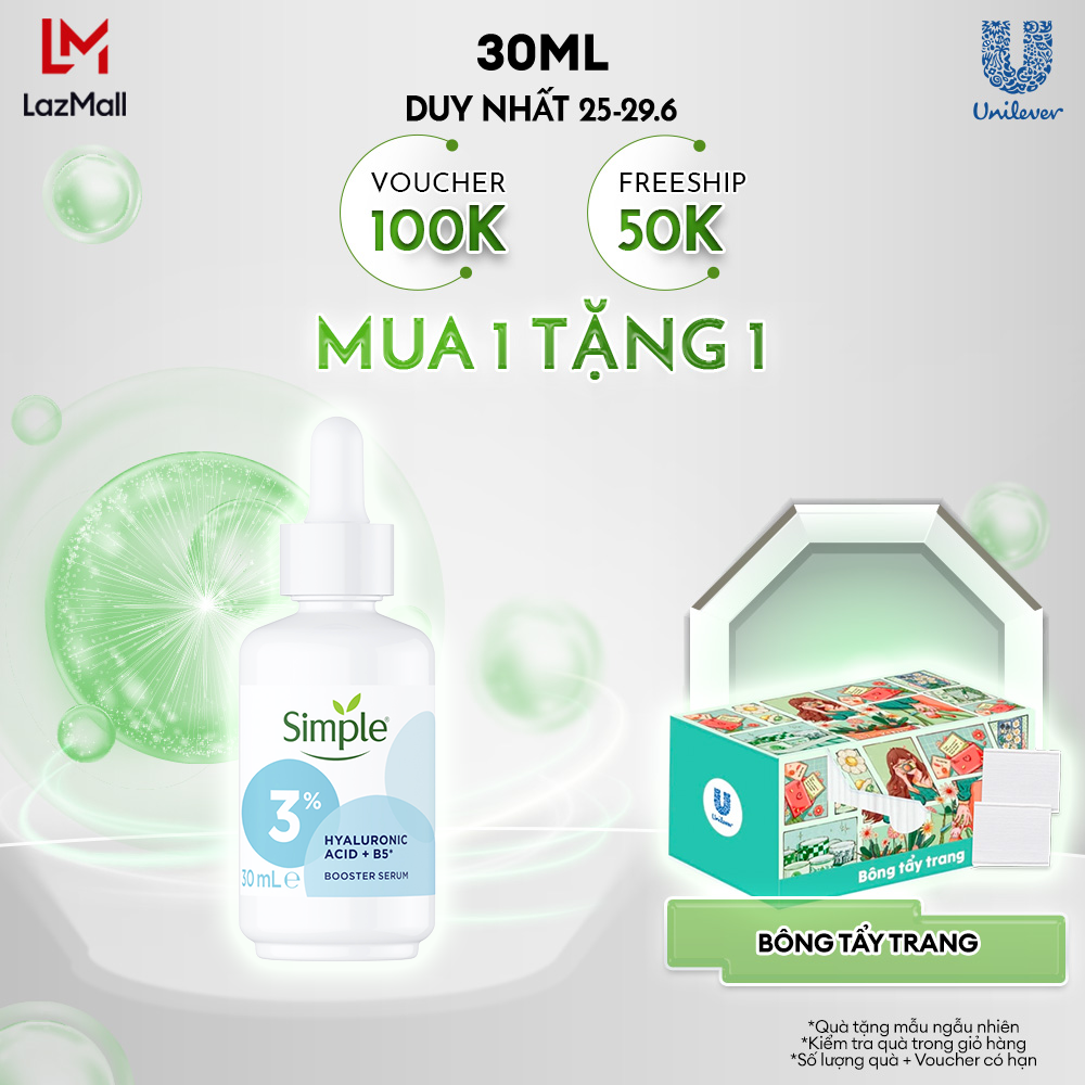 Tinh chất Simple Hyaluronic Acid + B5* Booster cấp ẩm sâu đa tầng 30ml