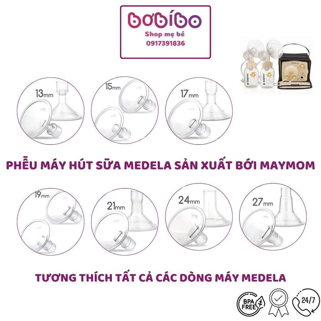 Phễu hút sữa Maymom size 13-15-17-19-21-24-27mm dùng cho máy hút sữa Medela, Spectra, Avent, Rozabi, Cimirle