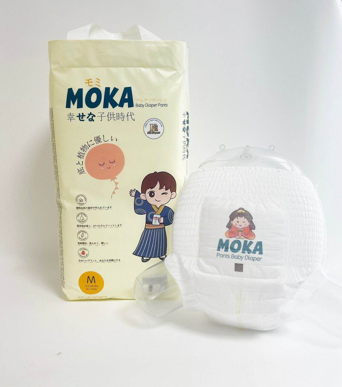 Combo 100 miếng bỉm quần MOKA sz M100 L100 XL100 XXL100 XXXL100