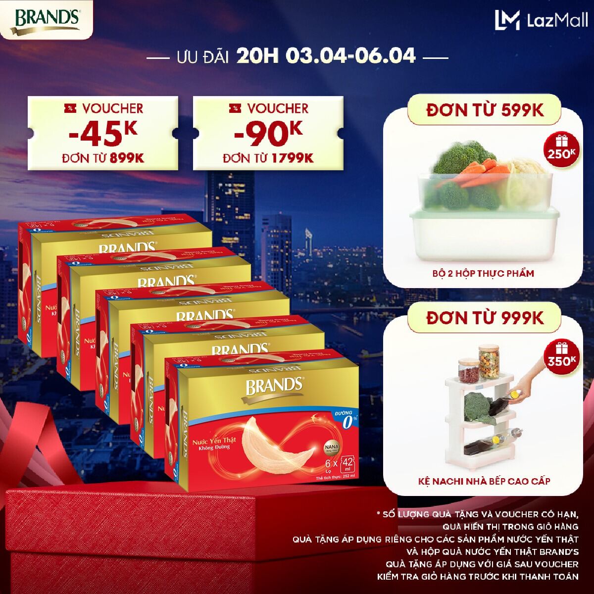 [Giao hàng 2h] Combo 5 Nước yến thật BRAND'S Không Đường (42 ml x 30 lọ)