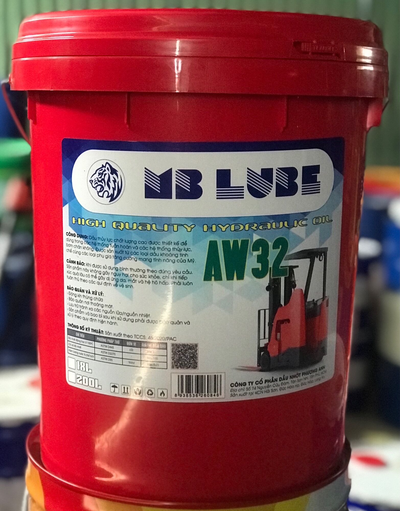 Dầu thuỷ lực MB Lube AW32 18L dầu gốc trong suốt thương hiệu Mỹ
