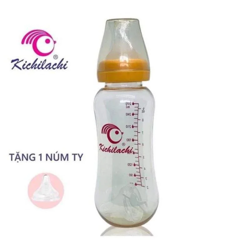 Bình sữa kichilachi 270ml cổ hẹp cho bé [Tặng kèm núm ti]