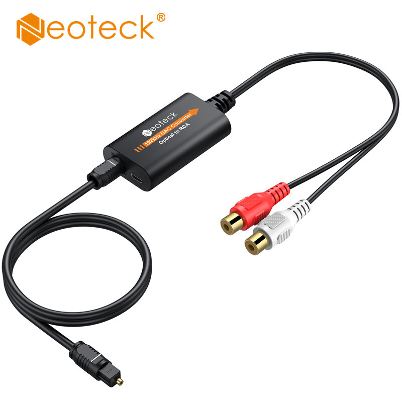 Neoteck 192khz Dac Converter Spdif Sang Rca, Bộ Chuyển Đổi Âm Thanh Kỹ Thuật Số Di Động Có Đầu Vào Quang, Chất Liệu Abs, Pcm Sampling Frequencies 44.1khz, 48khz, 96khz, 192khz, Được Chứng Nhận Ce Và Fcc