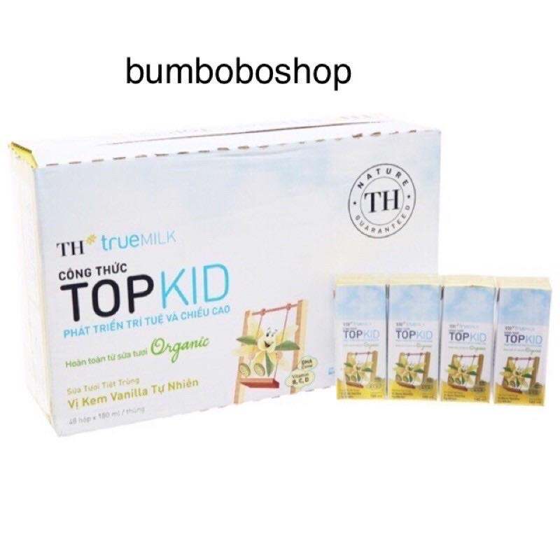 thùng 48 hộp sữa TH TOPKID ORGANIC 180ml/hộp