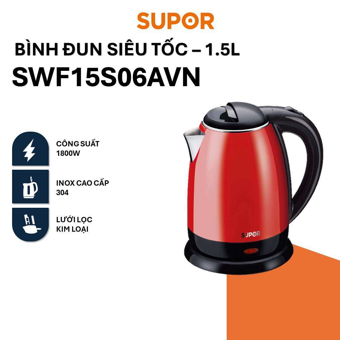 Bình đun siêu tốc supor swf15s06avn - 1.5l