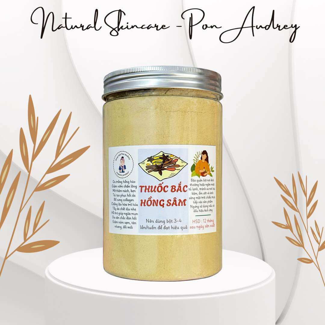  Bột thuốc bắc hồng sâm ủ trắng da dưỡng ẩm chống lão hóa ngừa mụn - bột đắp mặt và tắm body 