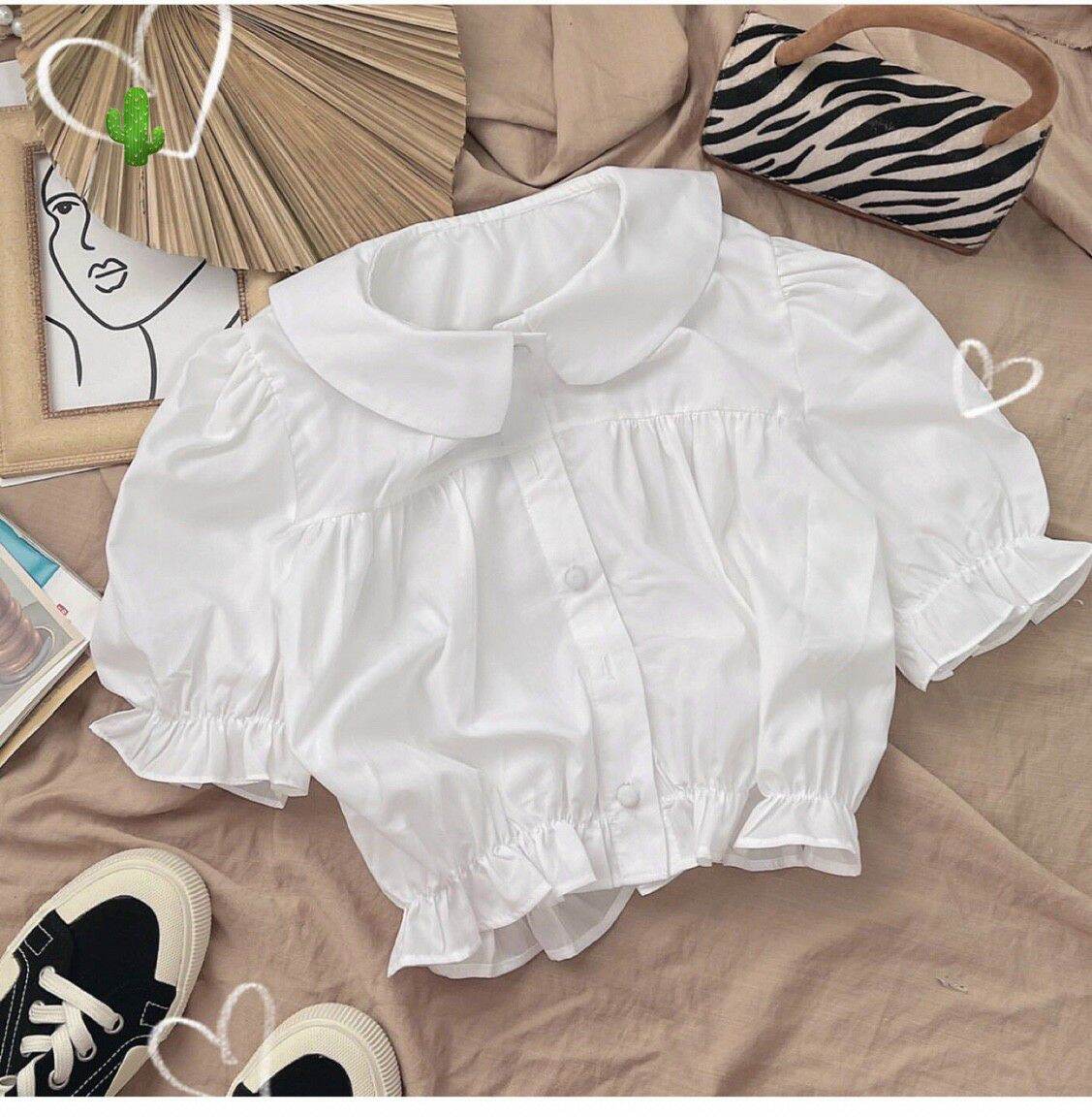 Áo sơ mi croptop bánh bèo