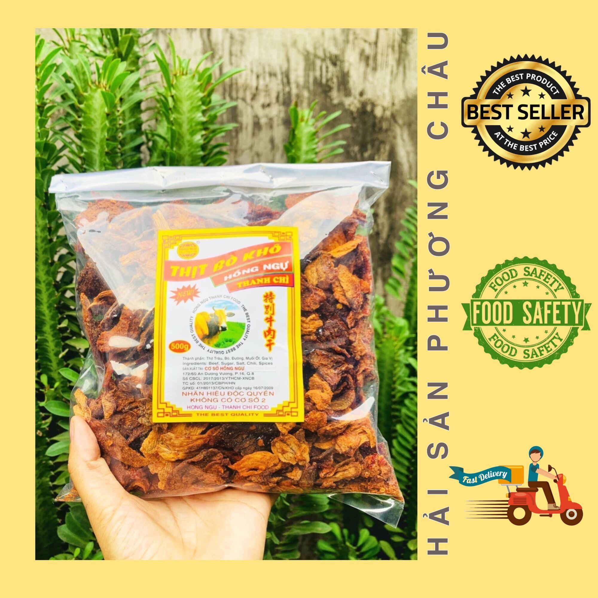 Khô bò giòn vụn hồng ngự đặc biệt thơm ngon chất lượng ăn vặt 500g