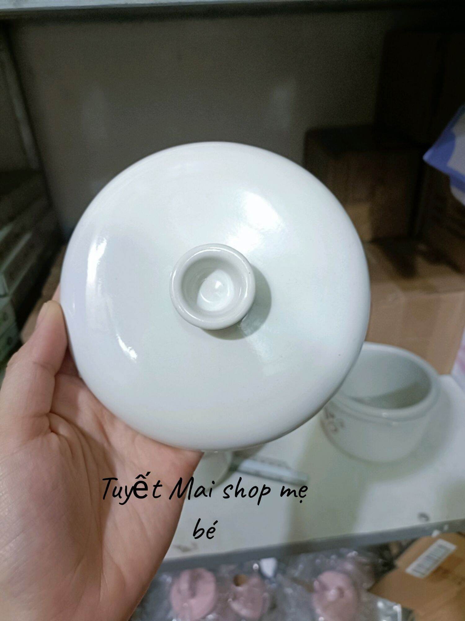 Thố sứ, nắp sứ nồi nấu cháo chậm 1L