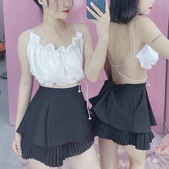 ÁO MOD NGỰC CROPTOP ÁO KIỂU DÂY CỘT SAU HỞ LƯNG FORM 50KG