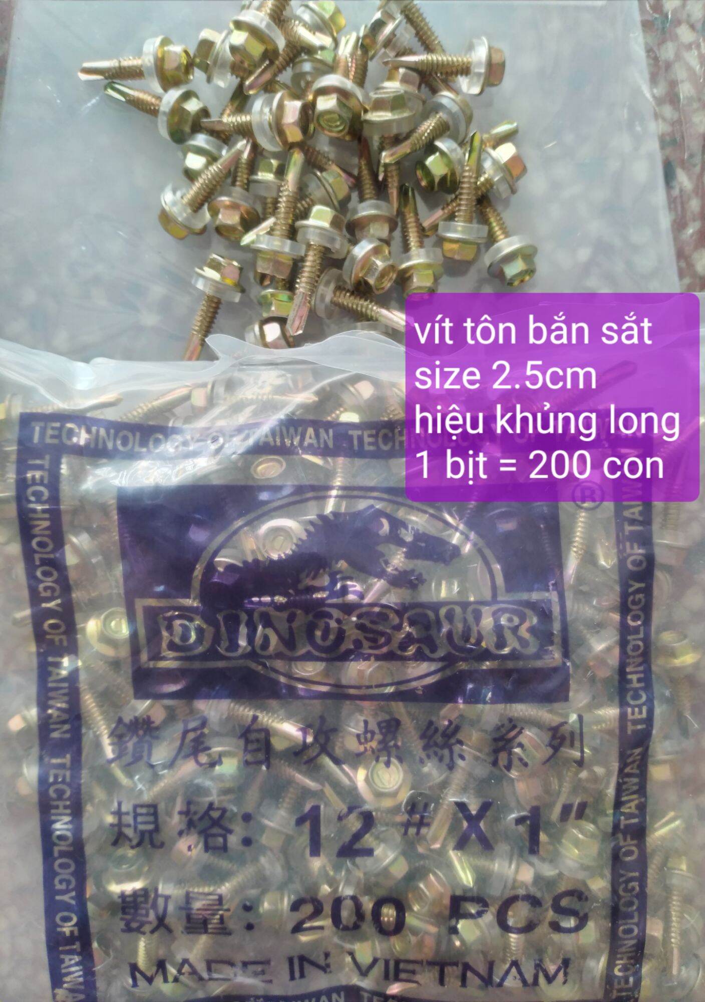 Vít bắn tôn sắt và gỗ size 2.5cm hiệu khủng long