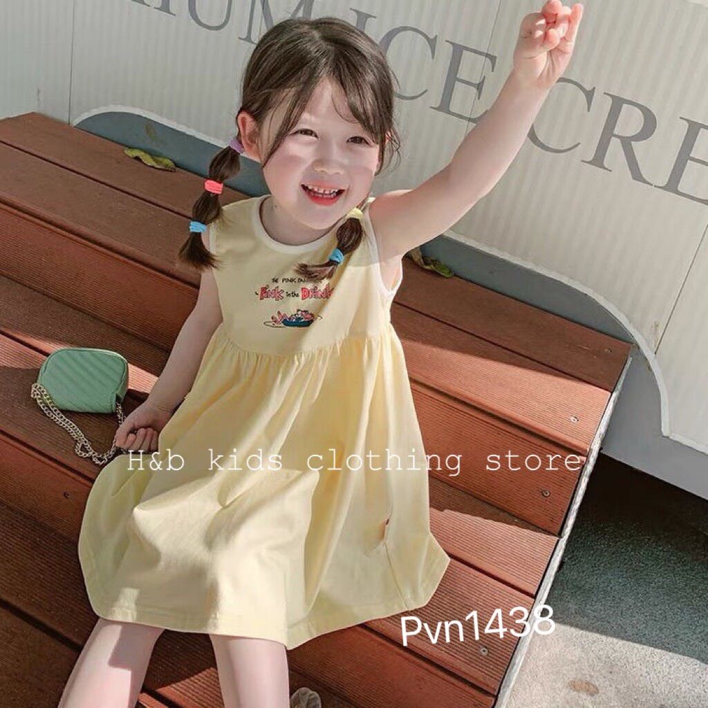 Váy thun cotton ba lỗ bé gái