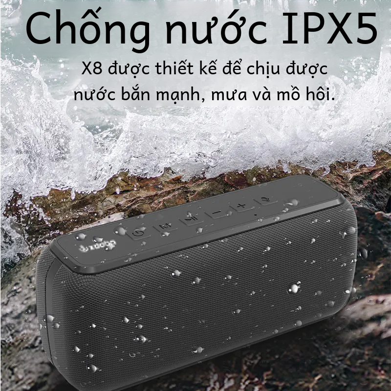 X8 60W Không Dây Bluetooth Tương Thích Loa Di Động Chống Nước Tws Bass Siêu Trầm Có Tích Hợp Micro USB Và Aux Giao Tiếp cột Sâu Cho Cắm Trại Ngoài Trời