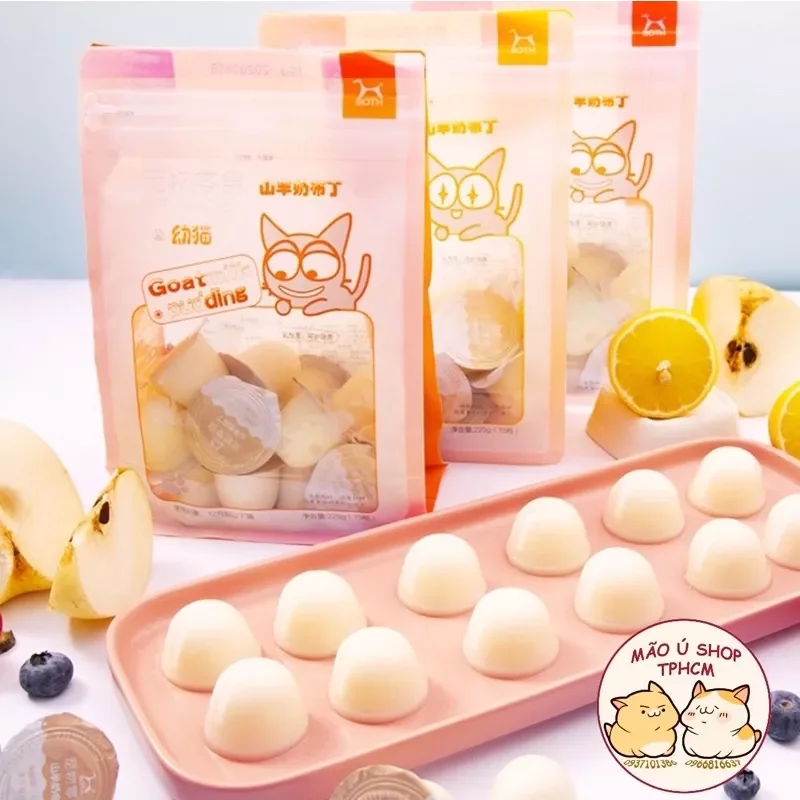 Bịch 15 viên pudding sữa dê - thạch rau câu cho chó mèo