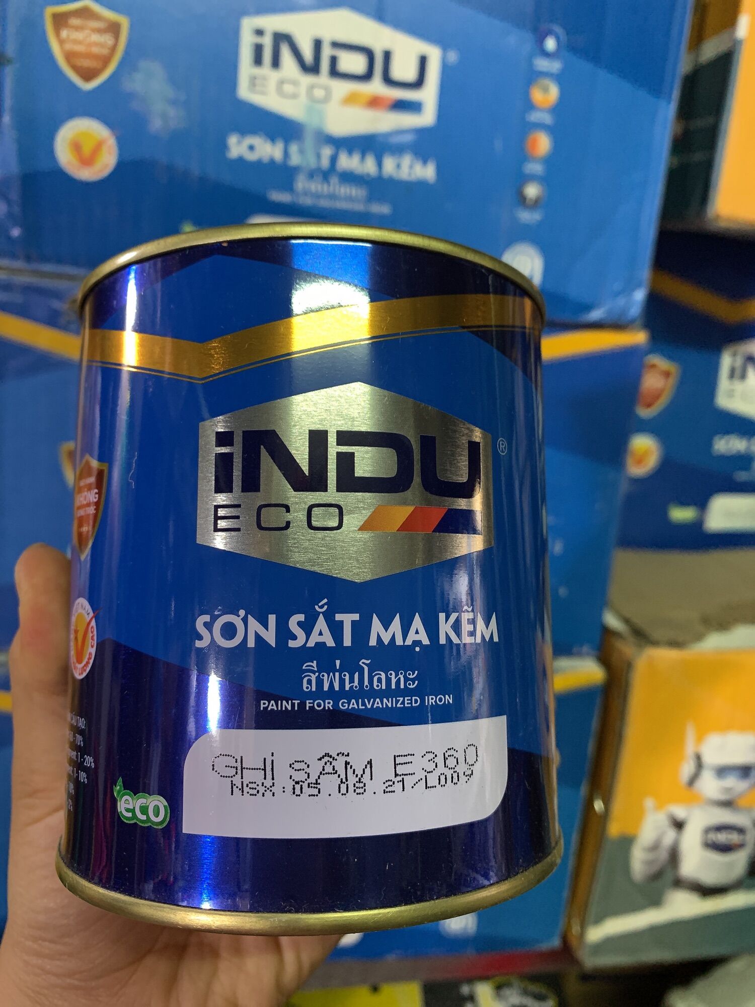 Sơn sắt mạ kẽm 2 thành phần INDU ECO đầy đủ các màu