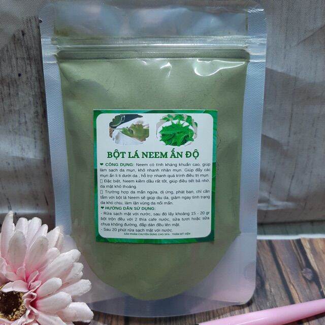 100 gr bột lá nem ấn độ nguyên chất handmade.