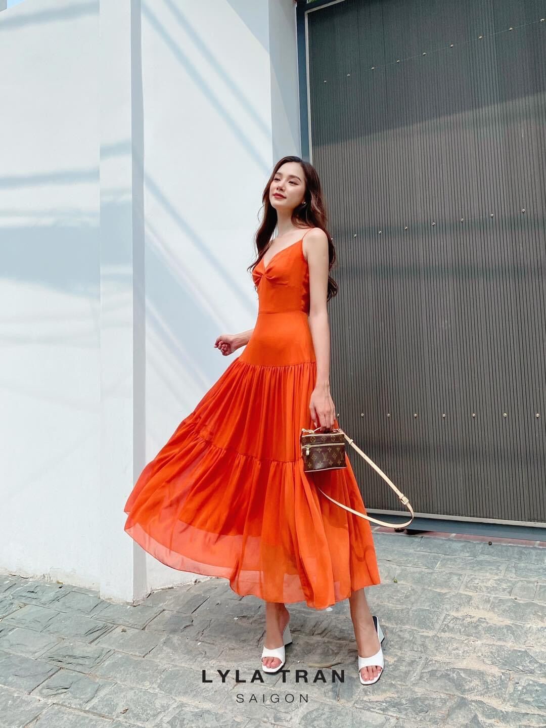 Đầm 2 dây cam bèo phom maxi dễ mặc (MINNIE)