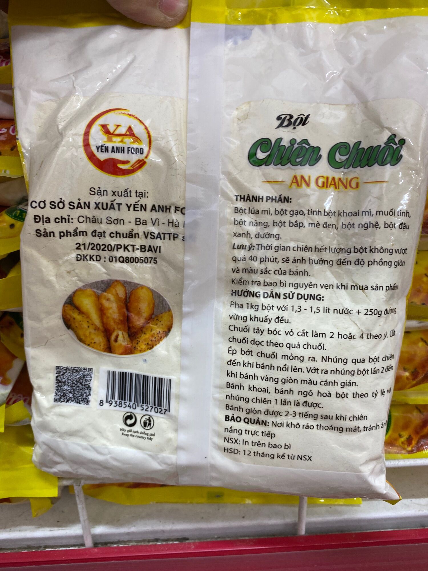 Bột chiên chuối thơm ngon đóng gói 500g