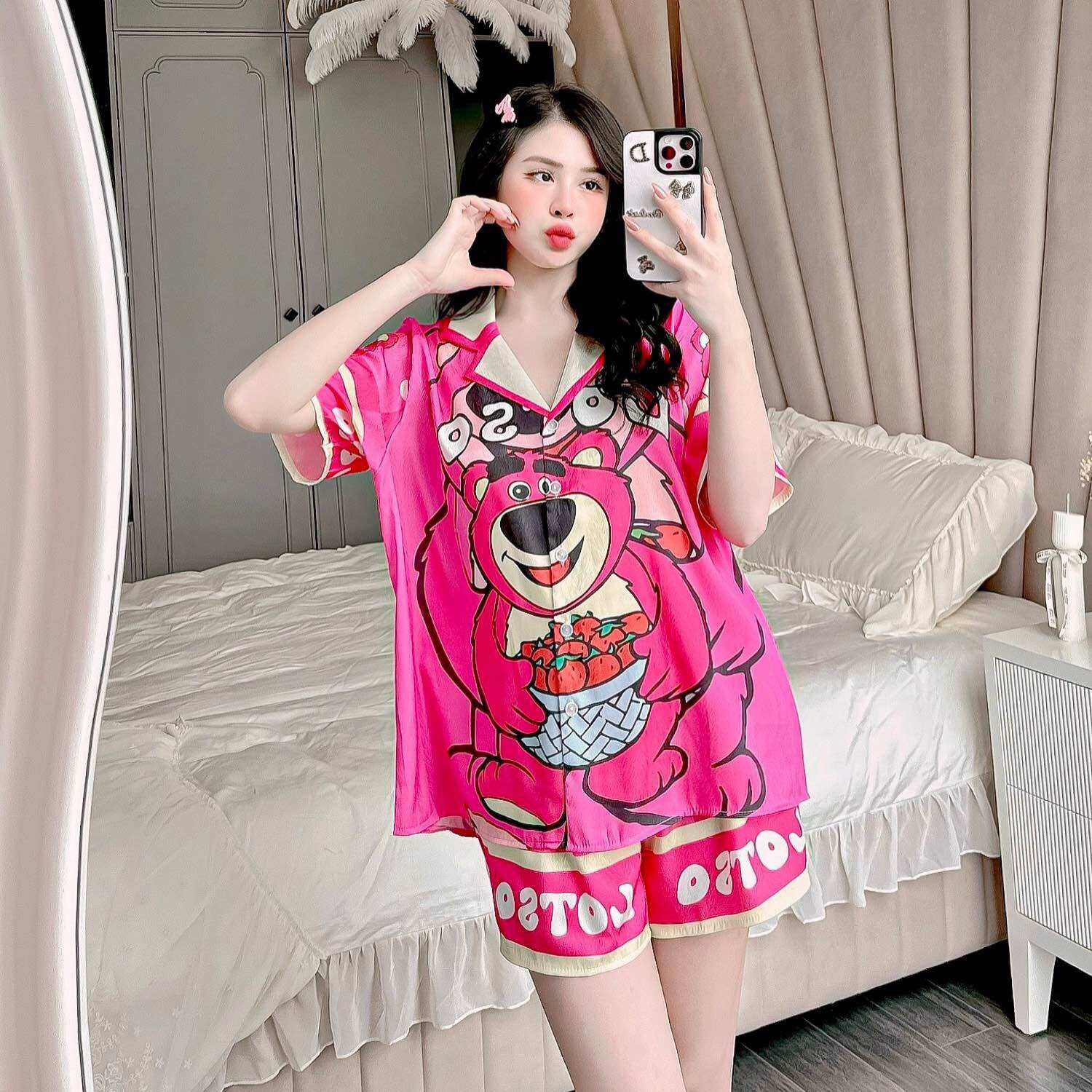 (55-100kg) Đồ Bộ Bigsize Lụa Xước Ánh Kim - ĐÙI