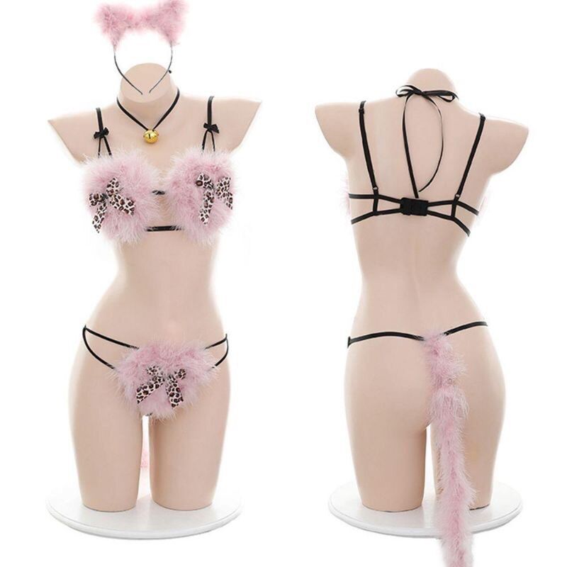 Bộ đồ lót cosplay mèo lót lông đồ ngủ sexy