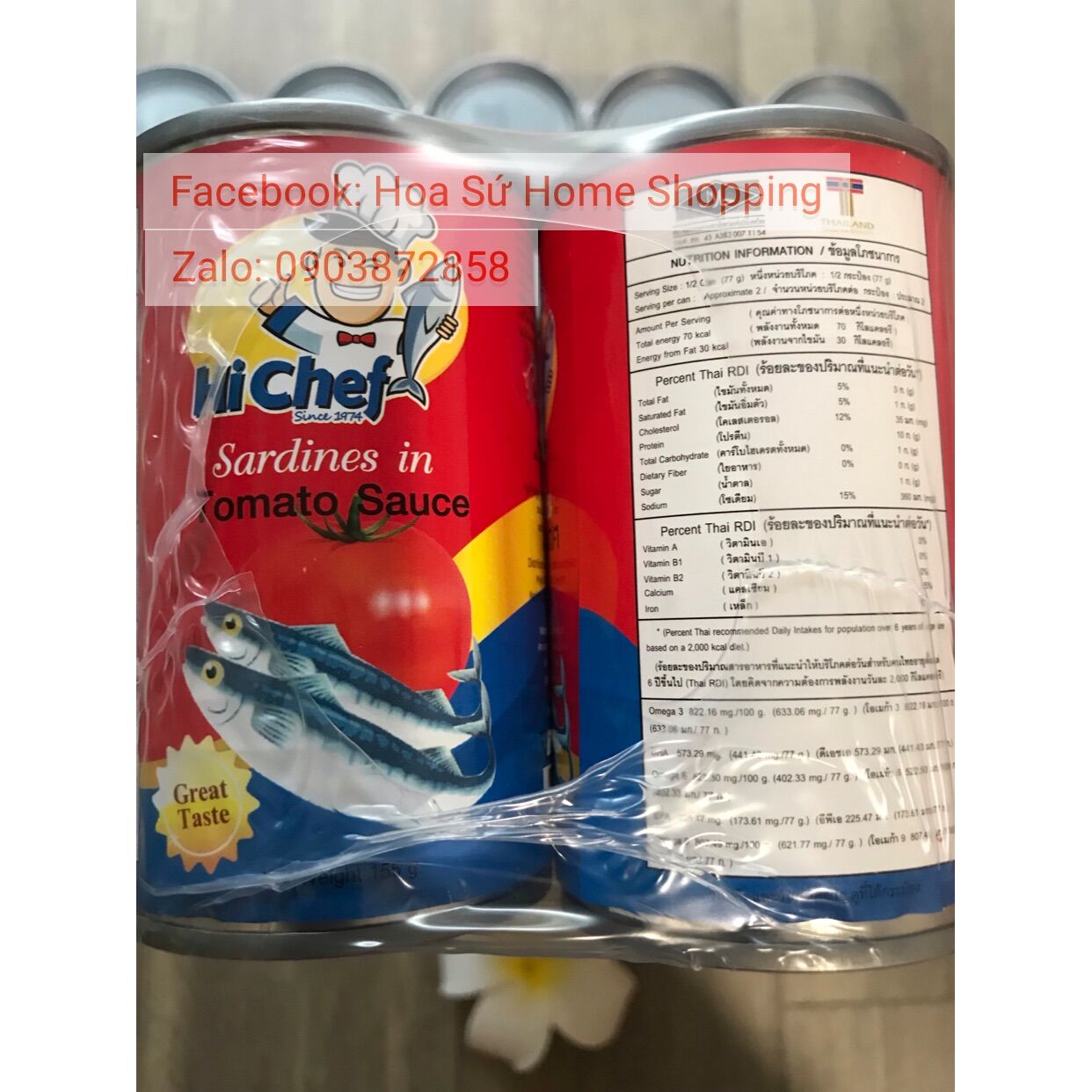 LỐC 10 LON CÁ NỤC SỐT CÀ CHUA HI CHEF 155 GRAM THÁI LAN