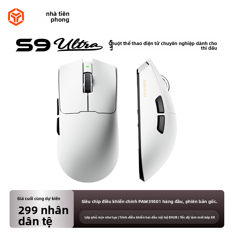 EWEADN | Chuột Chơi Game S9 Series (Trắng/Silver/Đỏ/Purple/Black/Green) Không Dây Kết Nối 3 Chế Độ S