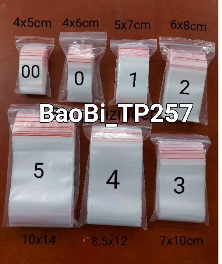 100 cái Túi zip chỉ đỏ nhiều size