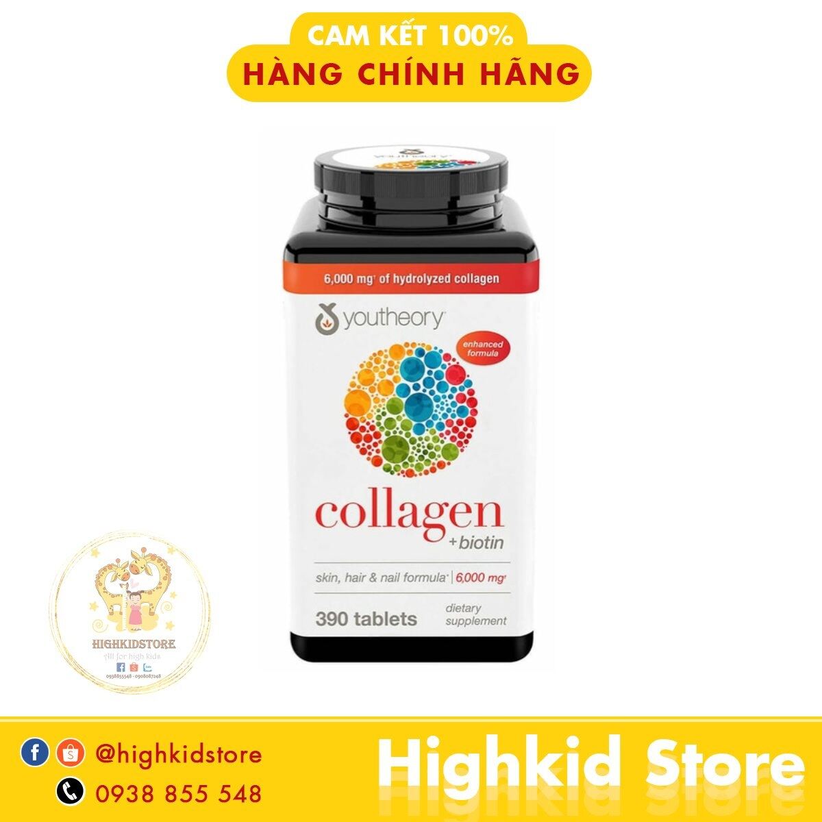 COLLAGEN BIOTIN CỦA YOUTHEORY 390 viên - Mỹ