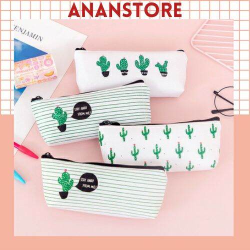 Túi đựng bút vải canvas xương rồng xinh xắn, hộp bút cute ananstore