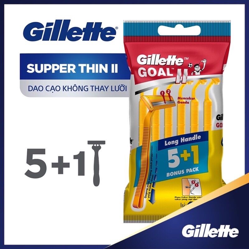 Dao cạo râu Gillette cán vàng (Bịch 6 cây)
