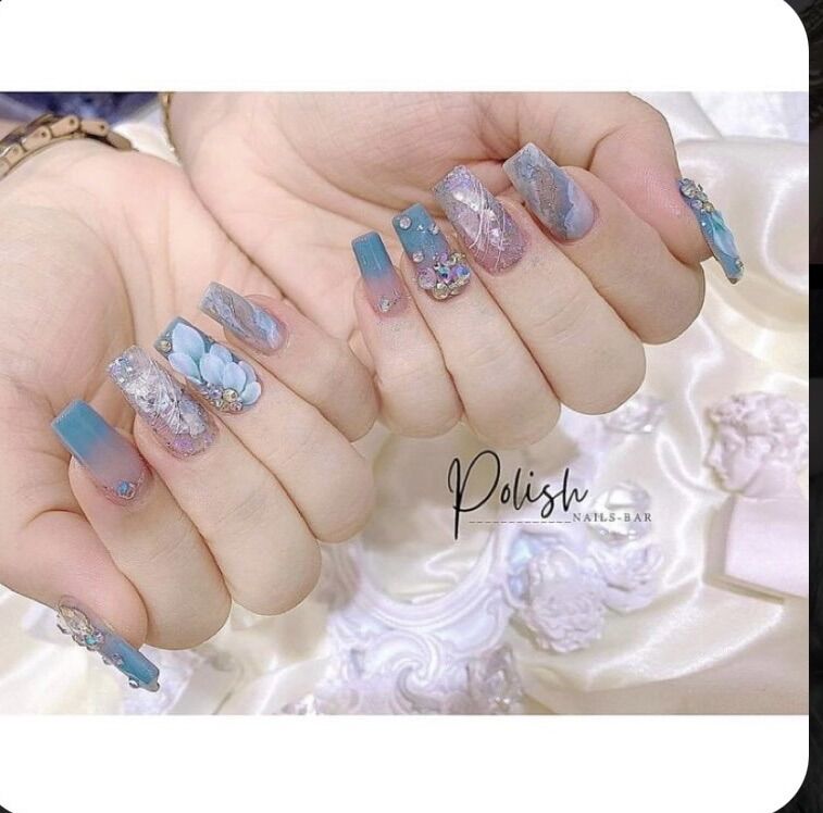 B40 Nailbox Bộ 24 móng tay giả thiết kế kèm keo dũa