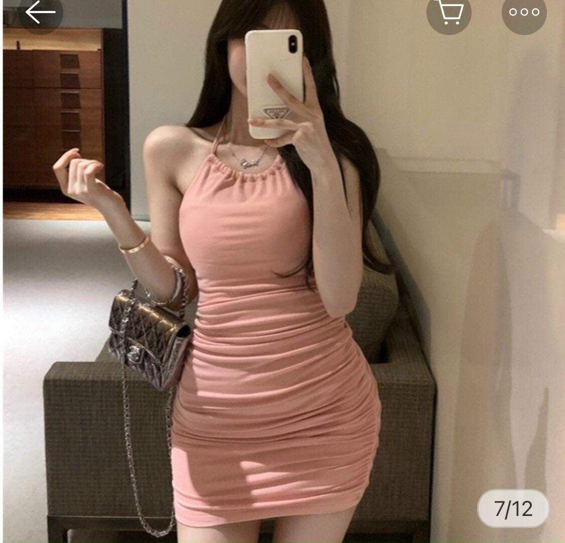 Váy body yếm - Đầm ôm body dạng yếm cực xinh luôn ạ