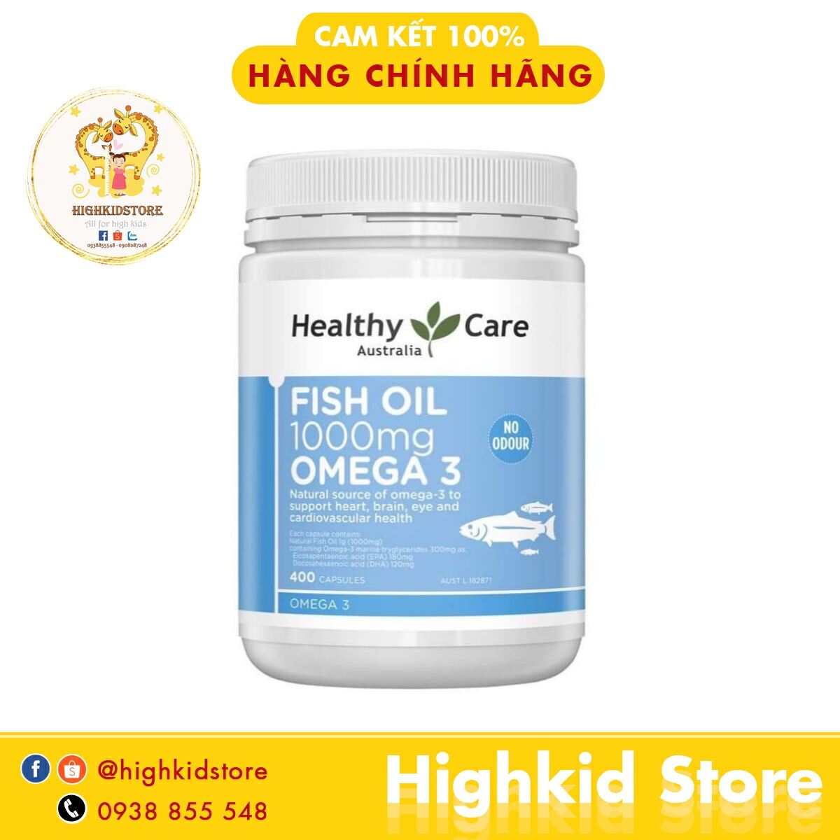 Dầu cá Fish oil 1000mg omega 3 Healthy Care Úc