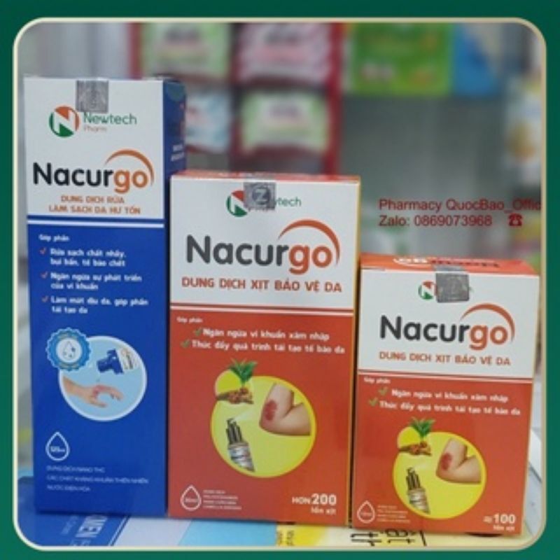 NEW COMBO NACURGO - Dung dịch rửa vết thương + Xịt tạo màng sinh học