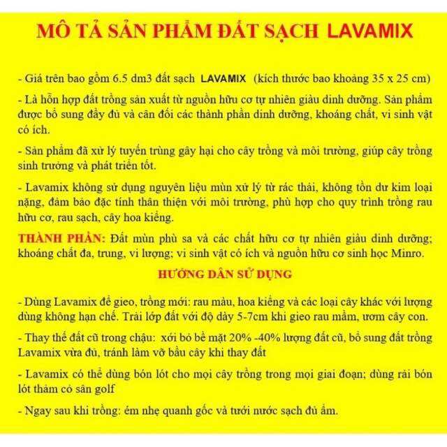 Đất trồng cây, đất hữu cơ đa dụng Lavamix - bao 6.5dm3 ~ (2.5-3kg)