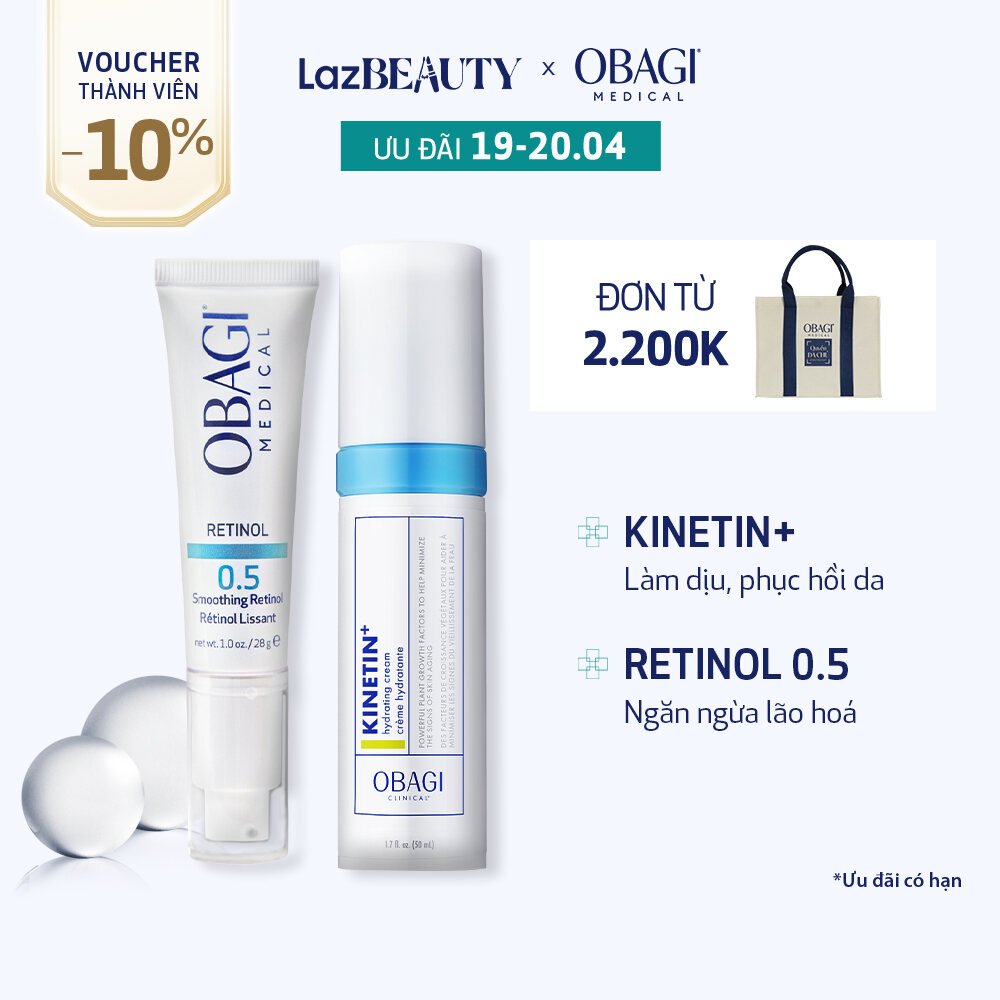 [Phiên bản mới] Bộ đôi Kem chống lão hóa Obagi 360 Retinol 0.5 28g và Kem dưỡng phục hồi làm dịu da Obagi Clinical Kinetin+ Hydrating Cream 50ml