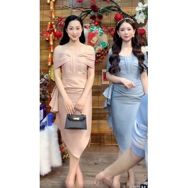 Đầm body 2 dây trễ vai rẽ quạt Monoco S,2XL