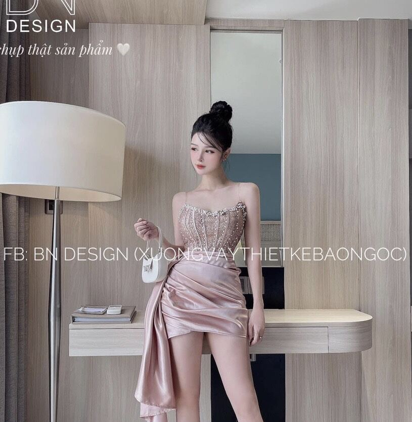 Đầm Ôm Dự Tiệc Đính Hạt Châu ( có lót quần )
