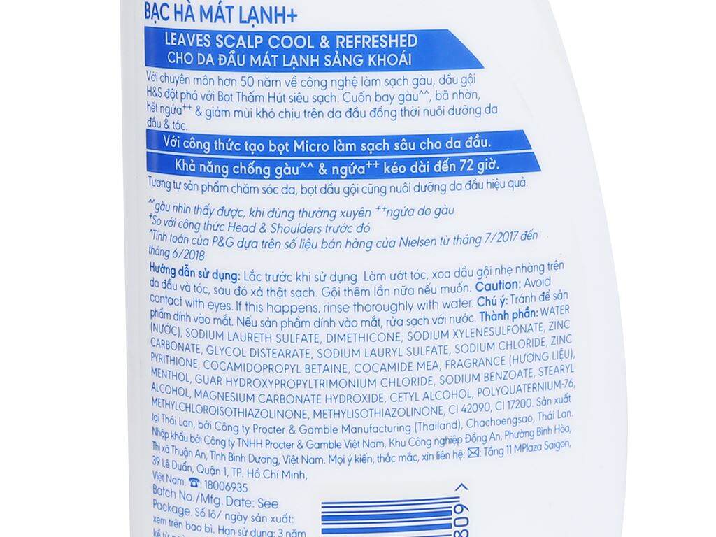 Dầu gội Head & Shoulders chai 625ml