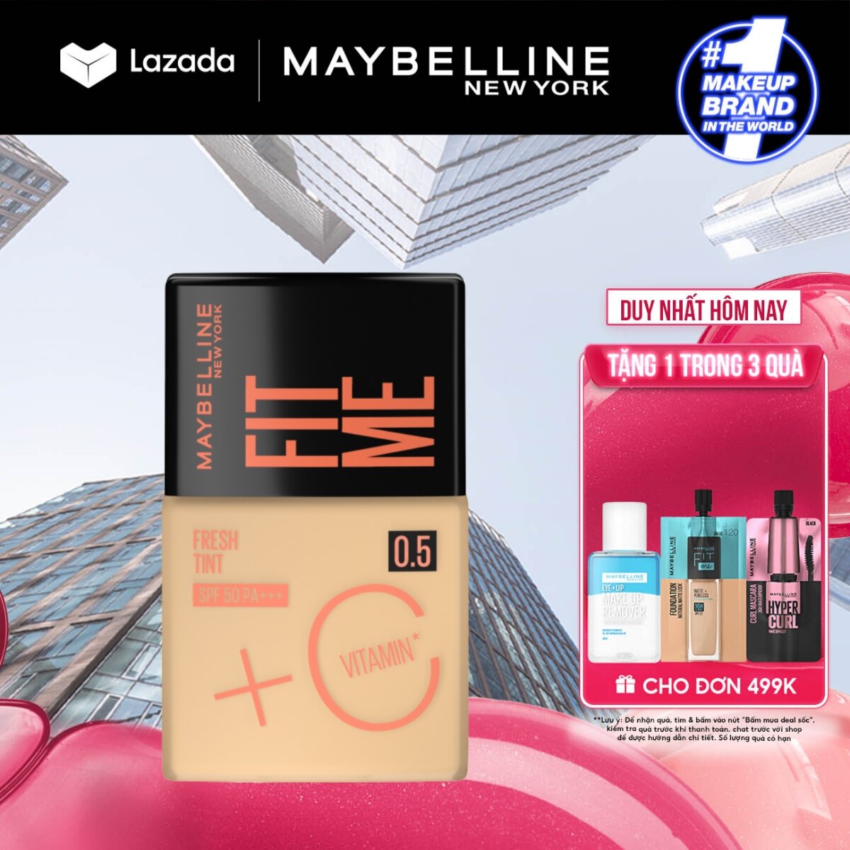 Kem Nền Sáng Da Tươi Mướt Chống Nắng Fit Me Tint với Vitamin C & SPF50 Maybelline New York Fit Me Fr
