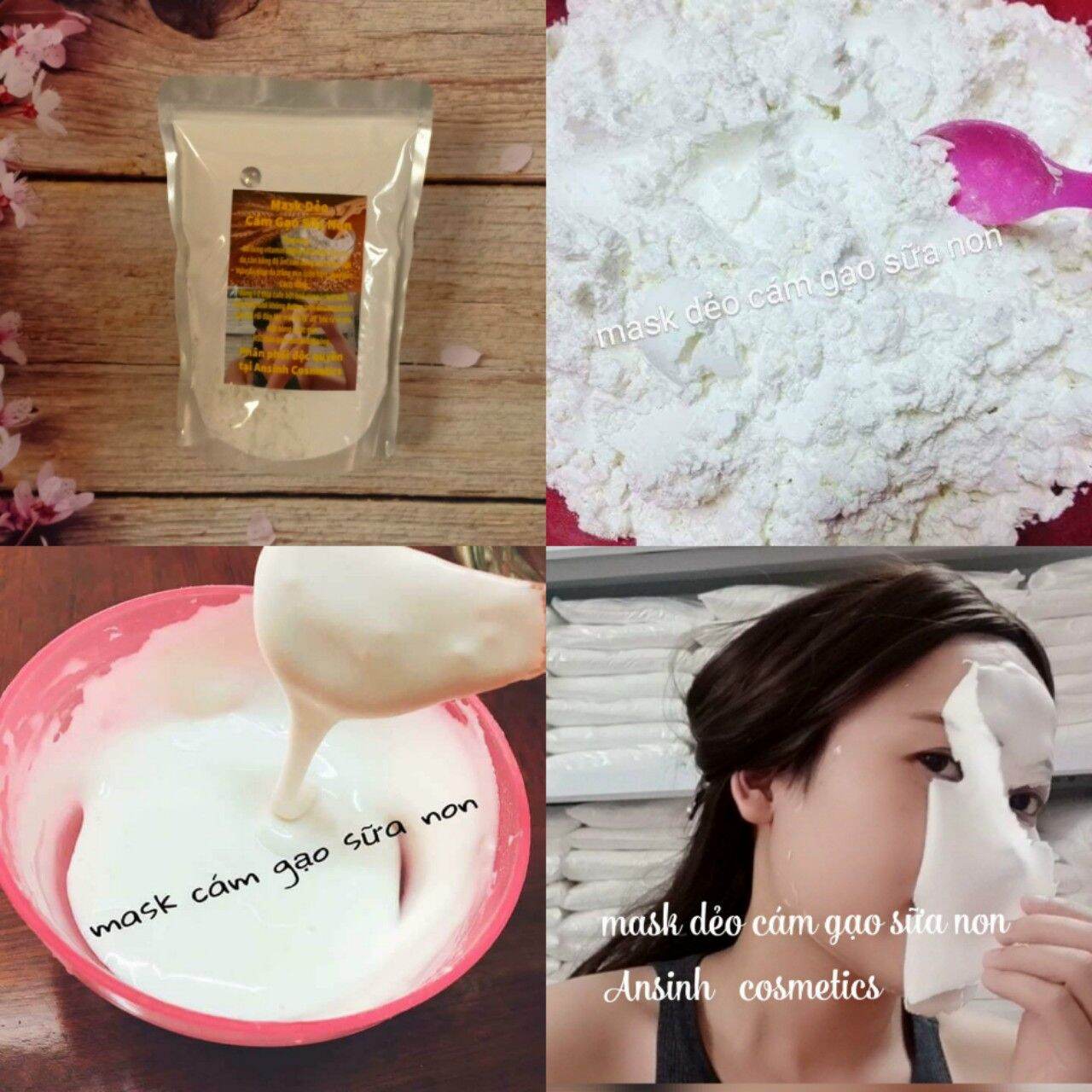 1kg mặt nạ dẻo cám gạo sữa non làm trắng da cấp ẩm
