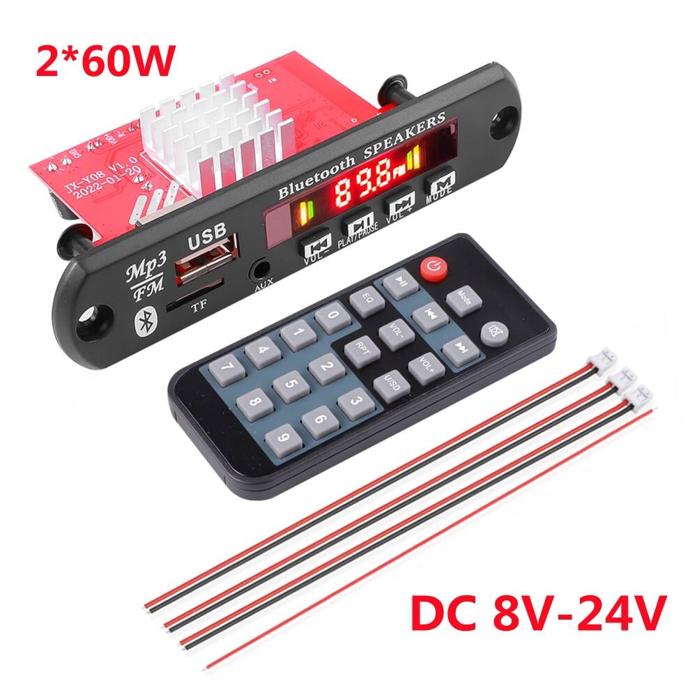60w 50w 40w khuếch đại bluetooth 5.0 tự làm mp3 wav giải mã hội đồng quản trị dc 12v không dây xe hơi usb mp3 máy nghe nhạc tf khe cắm thẻ usb fm với mic