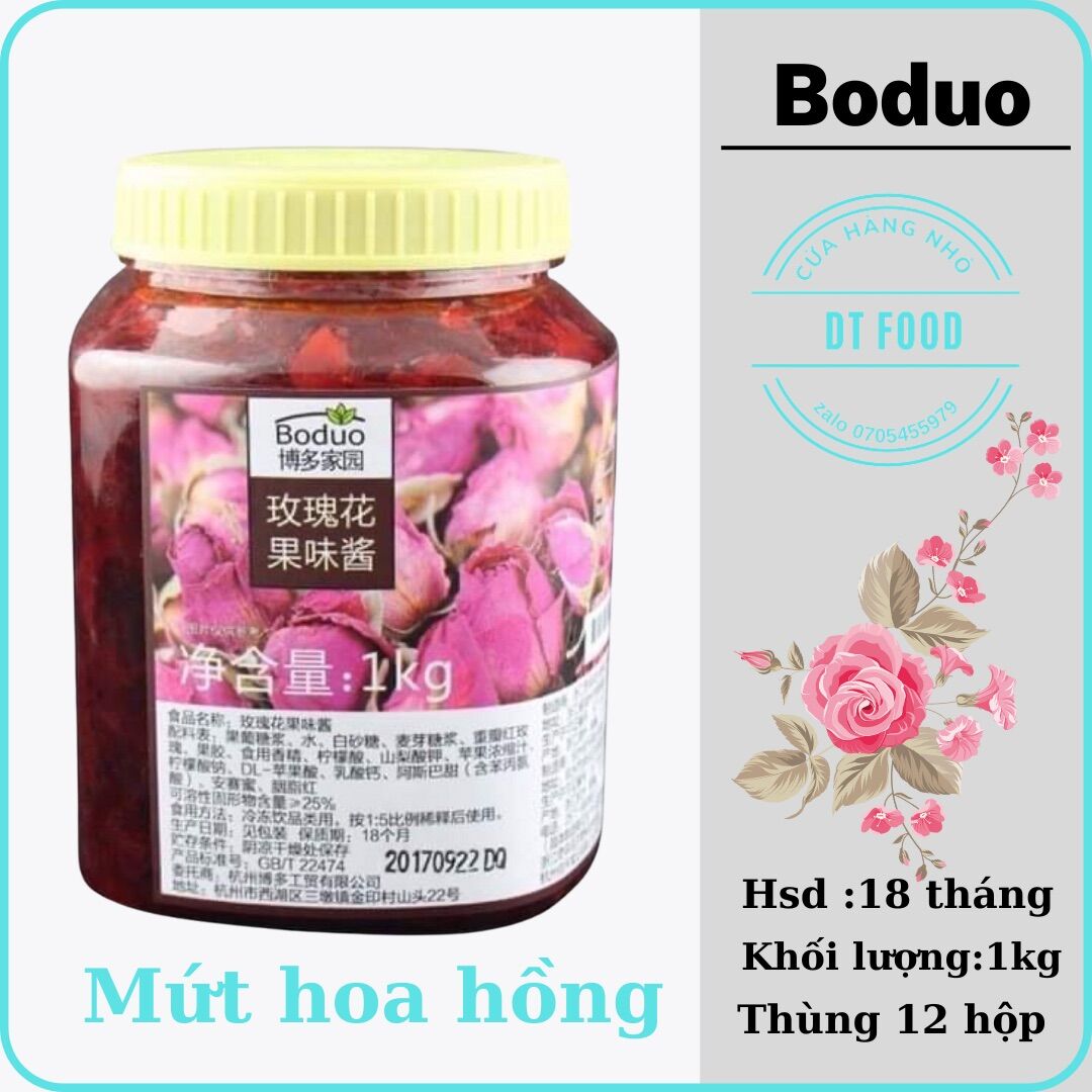 Mứt hoa hồng Boduo hộp 1kg