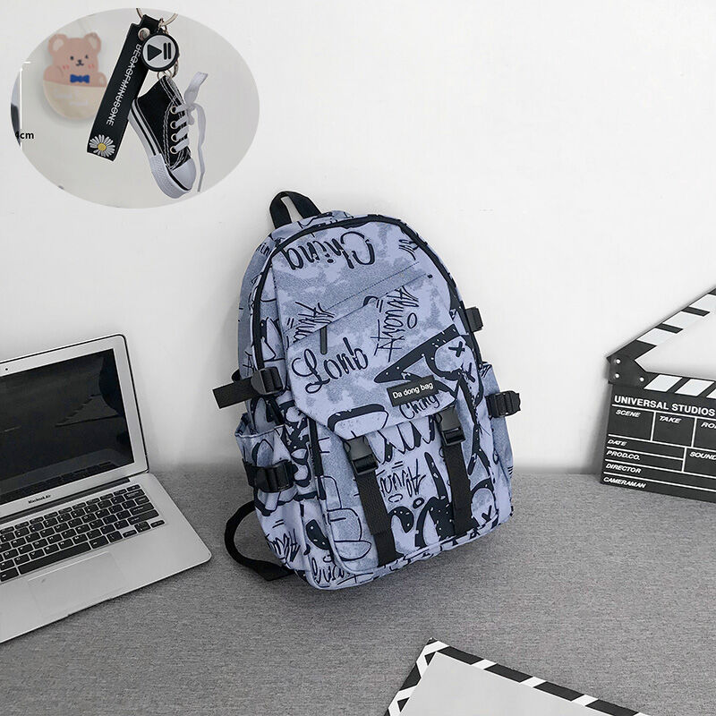 Ba lô hai vai thời trang nam ba lô graffiti sức chứa lớn ngầu sành điệu instagram cặp sách sinh viên đại học thường ngày nam học sinh cấp hai nam