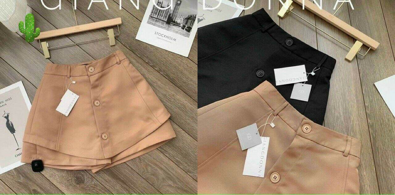 CHÂN VÁY KAKI NÚT PHỐI GIẢ QUẦN